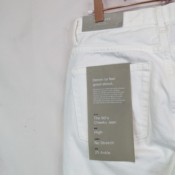 Everlane Jeans Button Fly 90s Cheeky Straight Leg High Rise White Bone Reg - Picture 13 of 13